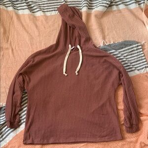 Lily Rose Soft “Waffle weave” Hooded Long Sleeve Top Size Small